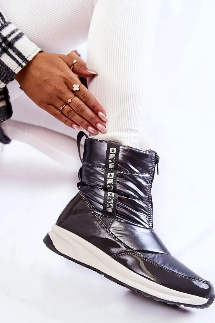 Big Star Shoes Śniegowce Damskie*Damskie Śniegowce Big Star KK274391 Ciemnoszare Szary