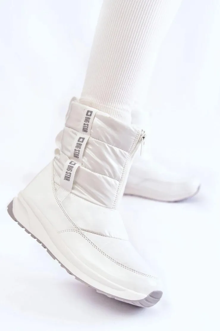 Best Big Star Shoes Damskie Śniegowce Big Star KK274393 Białe