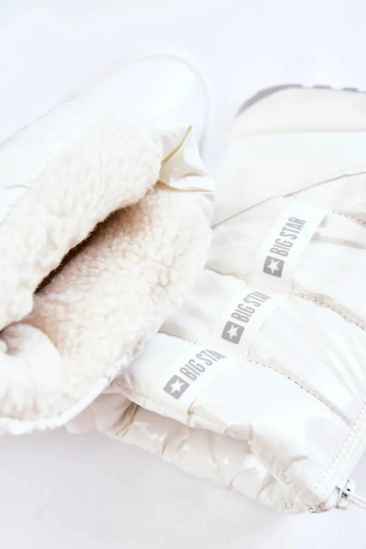 Best Big Star Shoes Damskie Śniegowce Big Star KK274393 Białe