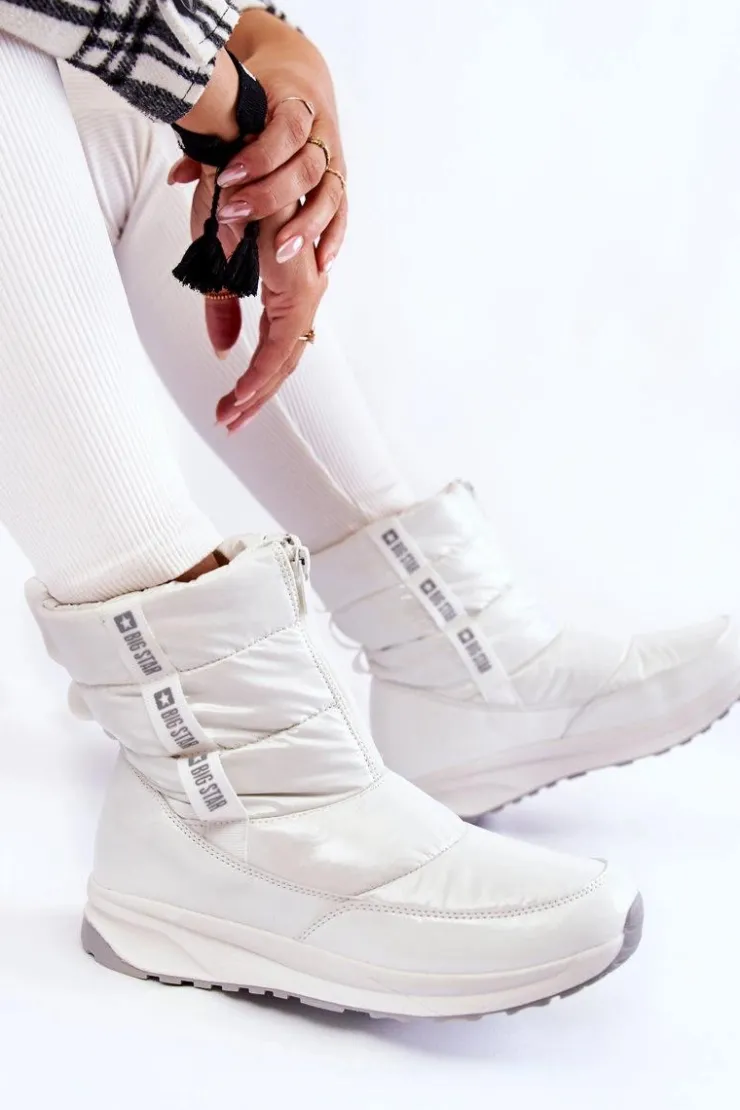 Best Big Star Shoes Damskie Śniegowce Big Star KK274393 Białe