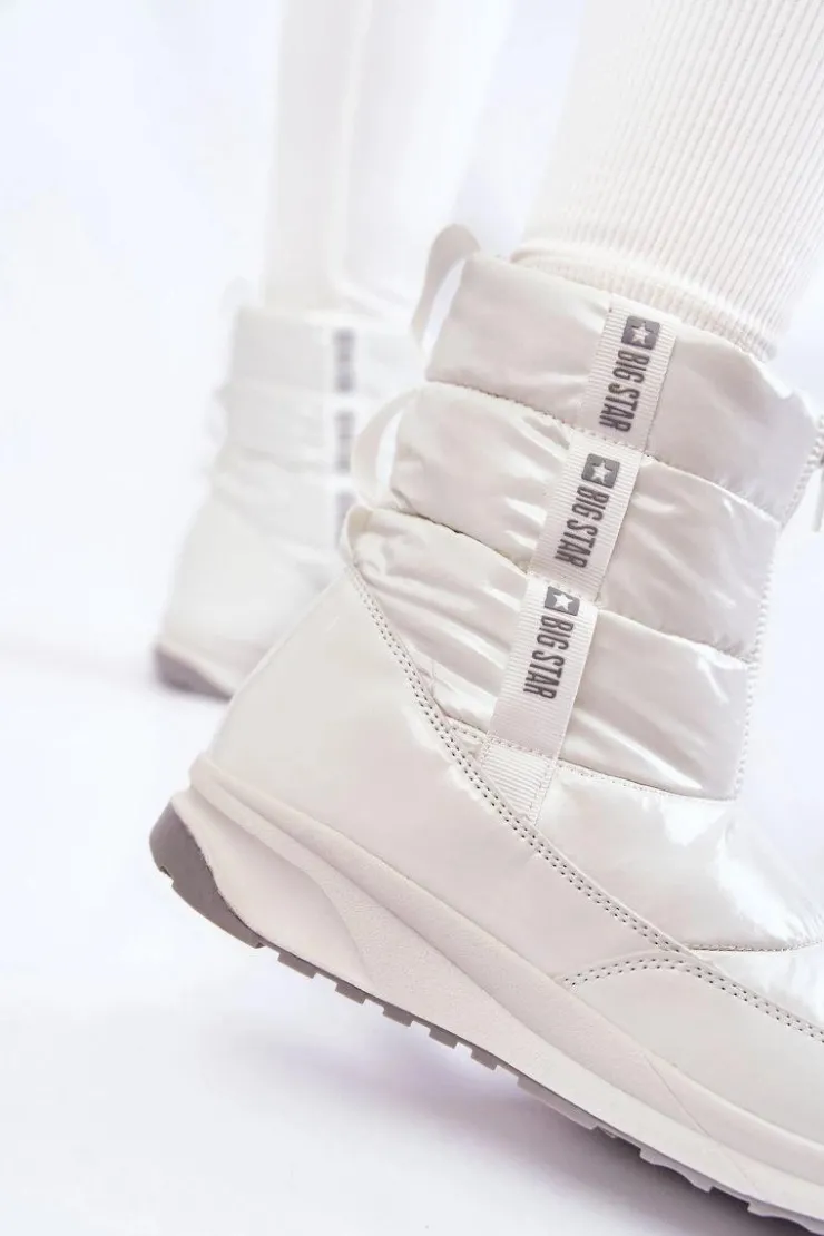 Best Big Star Shoes Damskie Śniegowce Big Star KK274393 Białe