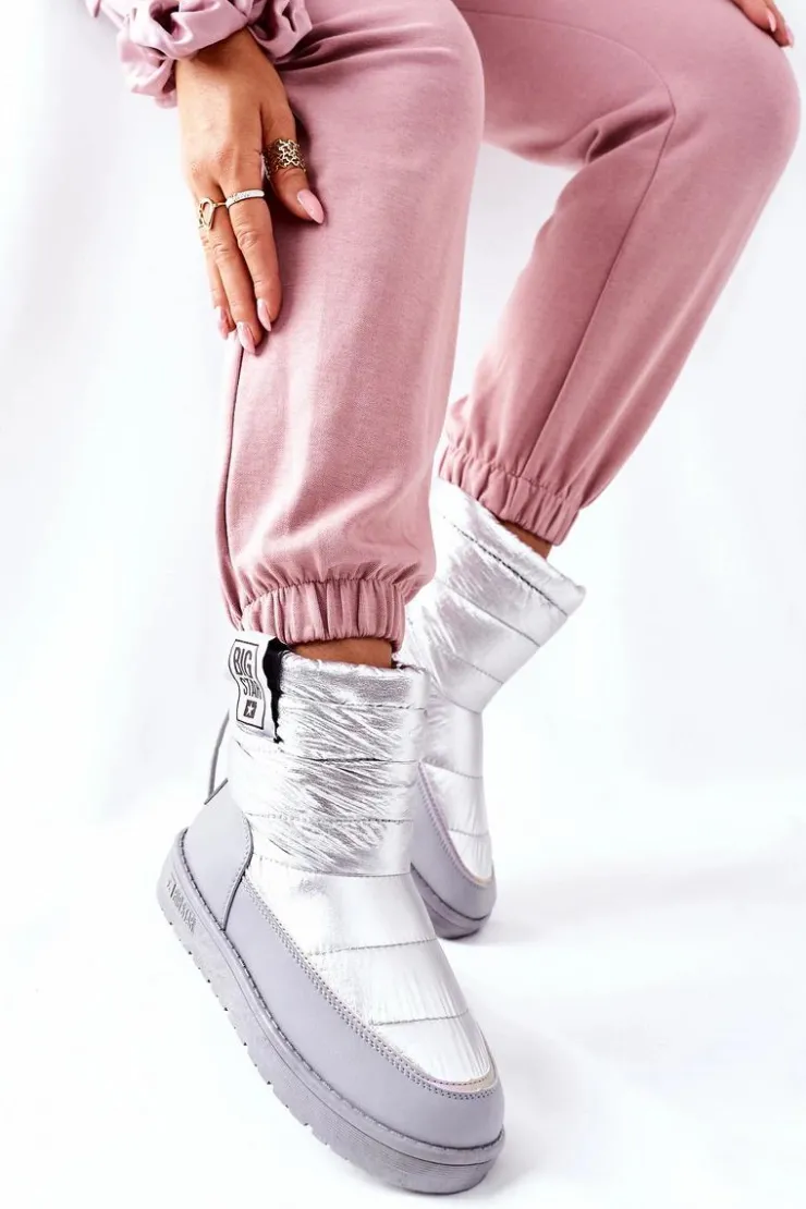 Best Big Star Shoes Damskie Śniegowce Big Star II274118 Srebrne Srebrny