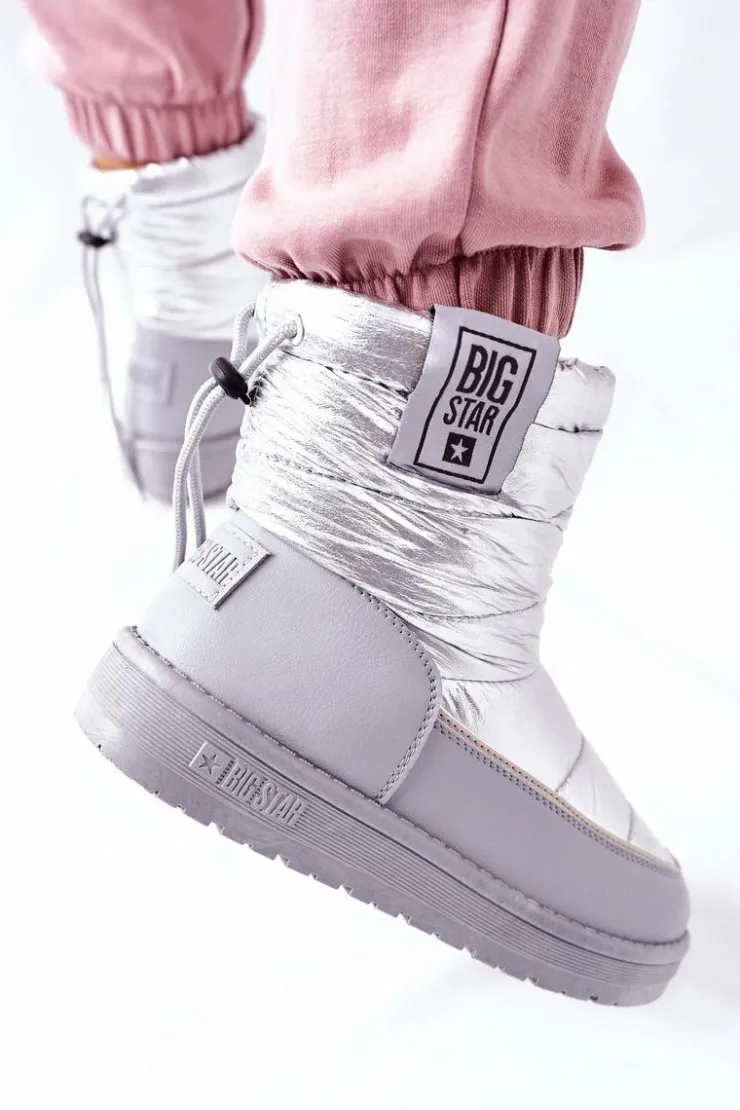 Best Big Star Shoes Damskie Śniegowce Big Star II274118 Srebrne Srebrny