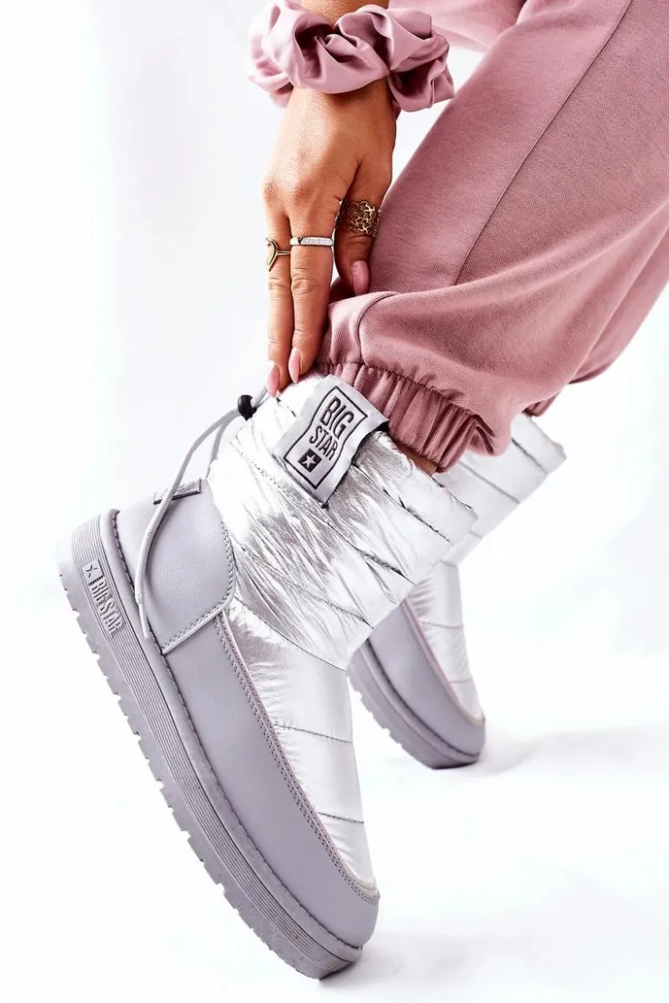 Best Big Star Shoes Damskie Śniegowce Big Star II274118 Srebrne Srebrny