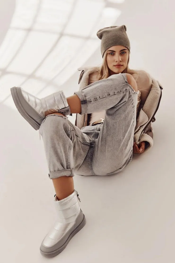 Best Big Star Shoes Damskie Śniegowce Big Star II274118 Srebrne Srebrny