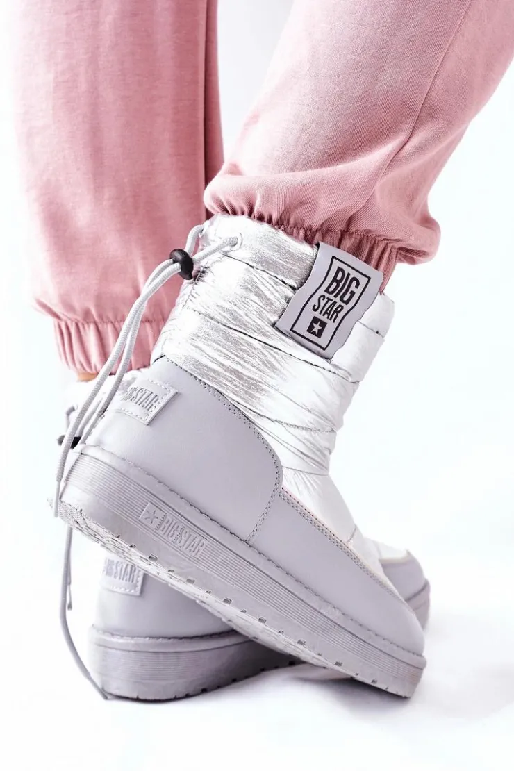Best Big Star Shoes Damskie Śniegowce Big Star II274118 Srebrne Srebrny
