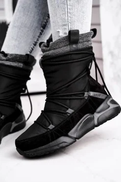 New Big Star Shoes Damskie Śniegowce Big Star Czarne GG274628