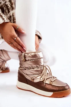 Damskie Big Star Shoes Damskie Śniegowce Memory Foam Big Star KK274276 Złoto-Brązowe