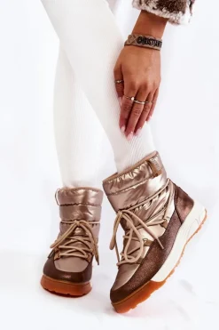 Damskie Big Star Shoes Damskie Śniegowce Memory Foam Big Star KK274276 Złoto-Brązowe