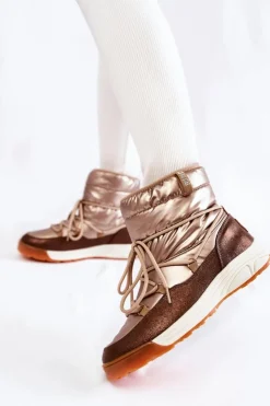 Damskie Big Star Shoes Damskie Śniegowce Memory Foam Big Star KK274276 Złoto-Brązowe