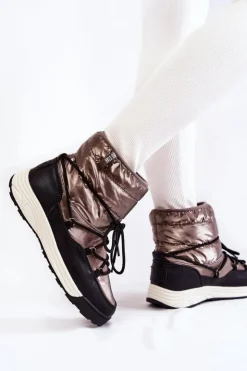 Best Big Star Shoes Damskie Śniegowce Memory Foam Big Star KK274275 Srebrno-Czarne