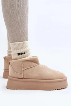 Damskie Boto Damskie Śniegowce Na Grubej Podeszwie Beżowe Caliksa