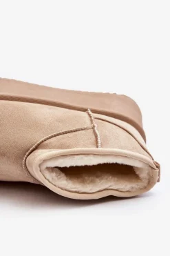 Damskie Boto Damskie Śniegowce Na Grubej Podeszwie Beżowe Caliksa