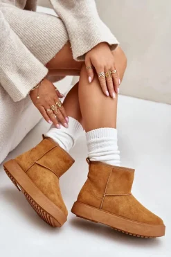 Damskie Evento Damskie Śniegowce Na Platformie Z Eko Zamszu Camel Atteria