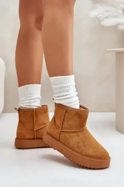 Damskie Evento Damskie Śniegowce Na Platformie Z Eko Zamszu Camel Atteria