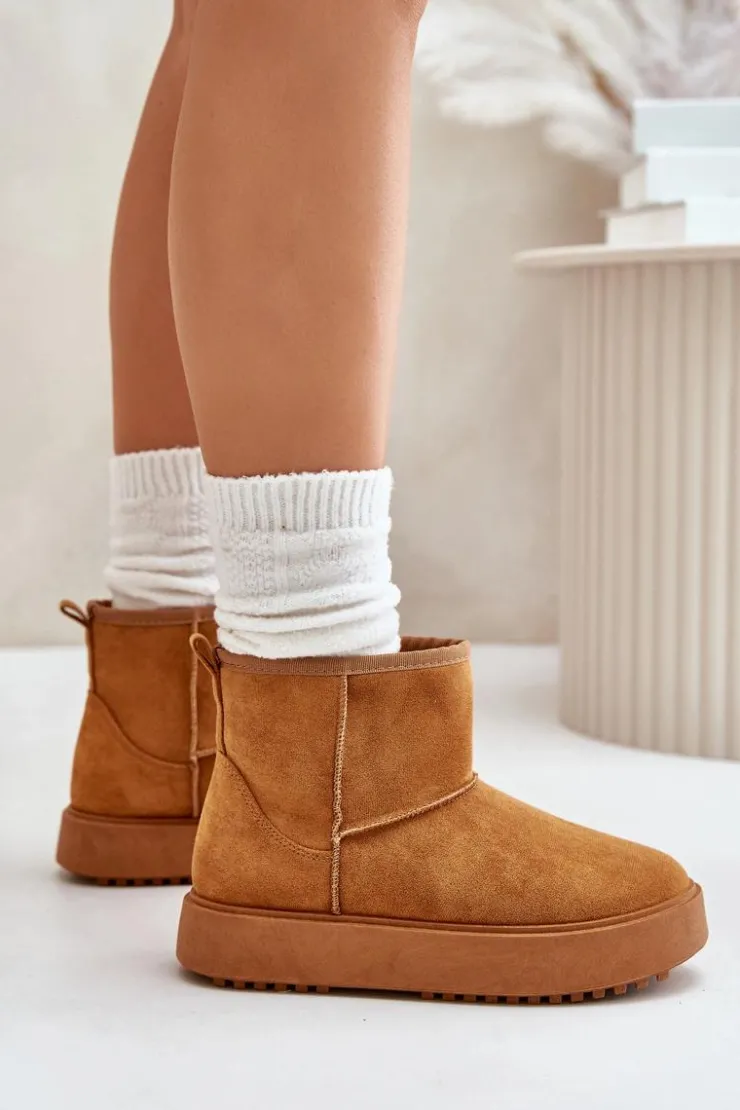 Damskie Evento Damskie Śniegowce Na Platformie Z Eko Zamszu Camel Atteria