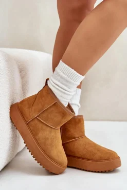 Damskie Evento Damskie Śniegowce Na Platformie Z Eko Zamszu Camel Atteria