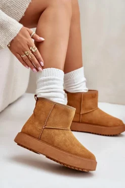 Damskie Evento Damskie Śniegowce Na Platformie Z Eko Zamszu Camel Atteria