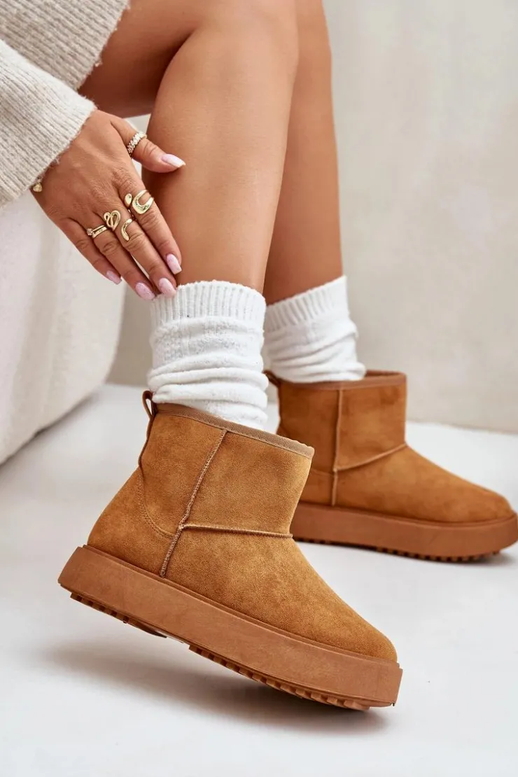 Damskie Evento Damskie Śniegowce Na Platformie Z Eko Zamszu Camel Atteria