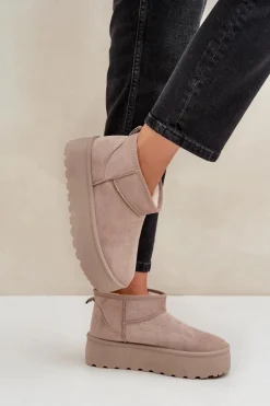 Damskie Boto Damskie Śniegowce Na Platformie Beżowe Ninala