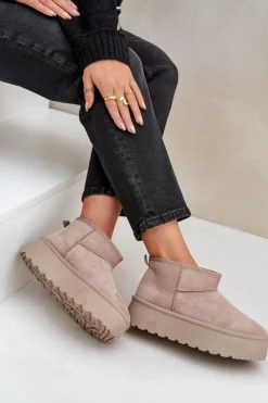 Damskie Boto Damskie Śniegowce Na Platformie Beżowe Ninala