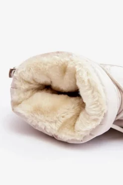 Boto Śniegowce Damskie*Damskie Śniegowce Na Platformie Z Wiązaniem Beżowe Fleure Beżowy