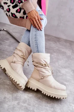 Boto Śniegowce Damskie*Damskie Śniegowce Na Platformie Beżowe Lilou