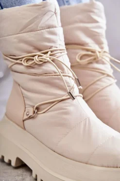 Boto Śniegowce Damskie*Damskie Śniegowce Na Platformie Beżowe Lilou