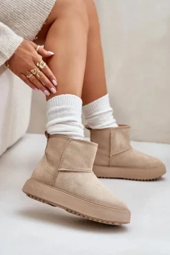 Evento Śniegowce Damskie*Damskie Śniegowce Na Platformie Z Eko Zamszu Beżowe Atteria