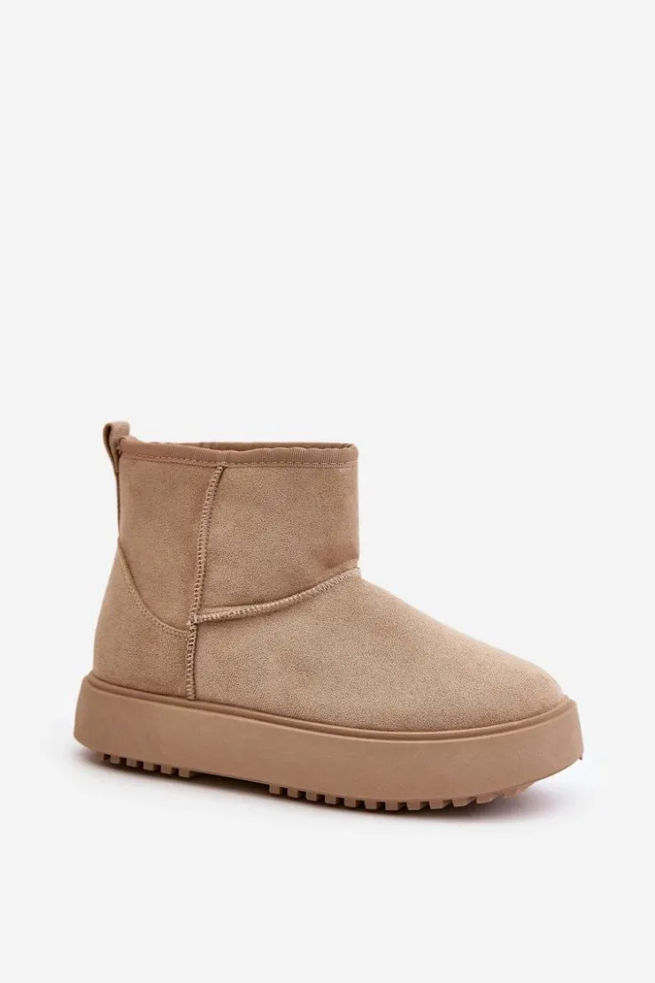 Evento Śniegowce Damskie*Damskie Śniegowce Na Platformie Z Eko Zamszu Beżowe Atteria