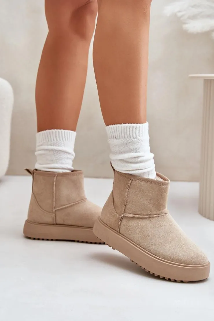 Evento Śniegowce Damskie*Damskie Śniegowce Na Platformie Z Eko Zamszu Beżowe Atteria