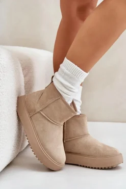 Evento Śniegowce Damskie*Damskie Śniegowce Na Platformie Z Eko Zamszu Beżowe Atteria