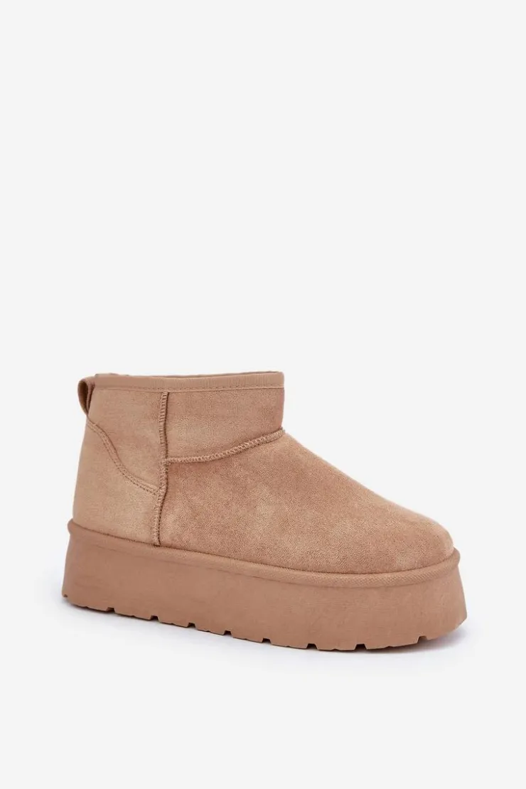 New Boto Damskie Śniegowce Na Platformie Ciemnobeżowe Ninala Beżowy