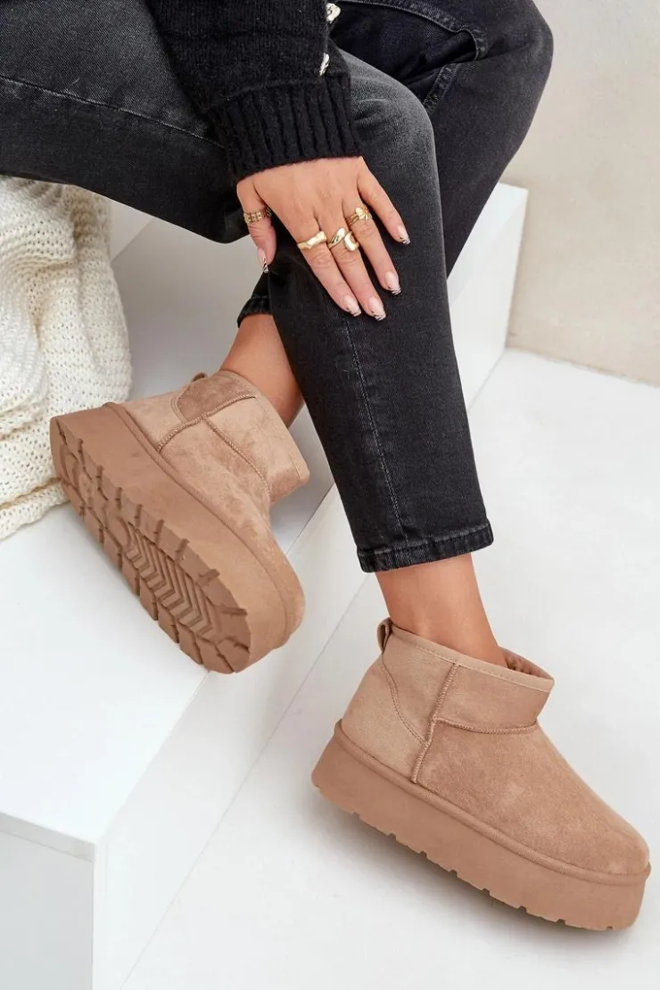 New Boto Damskie Śniegowce Na Platformie Ciemnobeżowe Ninala Beżowy