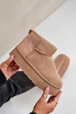 New Boto Damskie Śniegowce Na Platformie Ciemnobeżowe Ninala Beżowy