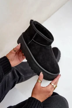 Damskie Boto Damskie Śniegowce Na Platformie Czarne Ninala