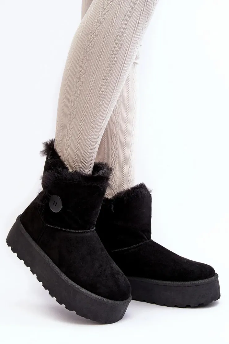 Online Boto Damskie Śniegowce Na Platformie Z Futerkiem Czarne Wikasem