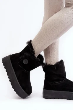 Online Boto Damskie Śniegowce Na Platformie Z Futerkiem Czarne Wikasem