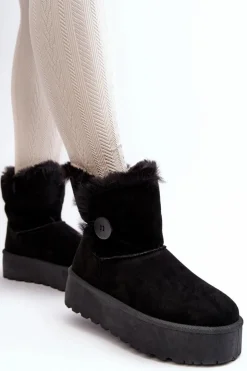 Online Boto Damskie Śniegowce Na Platformie Z Futerkiem Czarne Wikasem