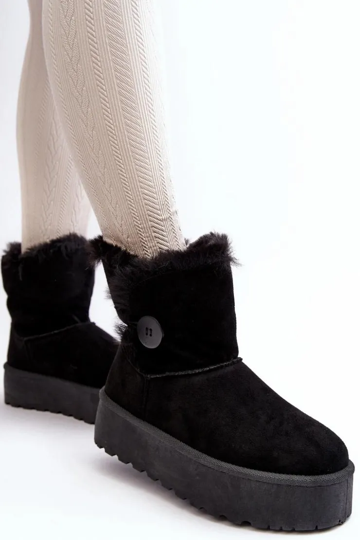 Online Boto Damskie Śniegowce Na Platformie Z Futerkiem Czarne Wikasem