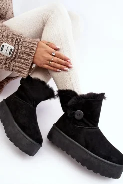 Online Boto Damskie Śniegowce Na Platformie Z Futerkiem Czarne Wikasem