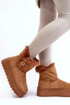 Damskie Boto Damskie Śniegowce Na Platformie Z Futerkiem Camel Wikasem