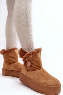 Damskie Boto Damskie Śniegowce Na Platformie Z Futerkiem Camel Wikasem