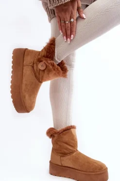 Damskie Boto Damskie Śniegowce Na Platformie Z Futerkiem Camel Wikasem