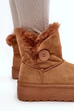 Damskie Boto Damskie Śniegowce Na Platformie Z Futerkiem Camel Wikasem