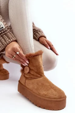 Damskie Boto Damskie Śniegowce Na Platformie Z Futerkiem Camel Wikasem