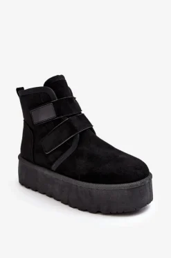 Damskie Boto Damskie Śniegowce Na Platformie Czarne Naredi