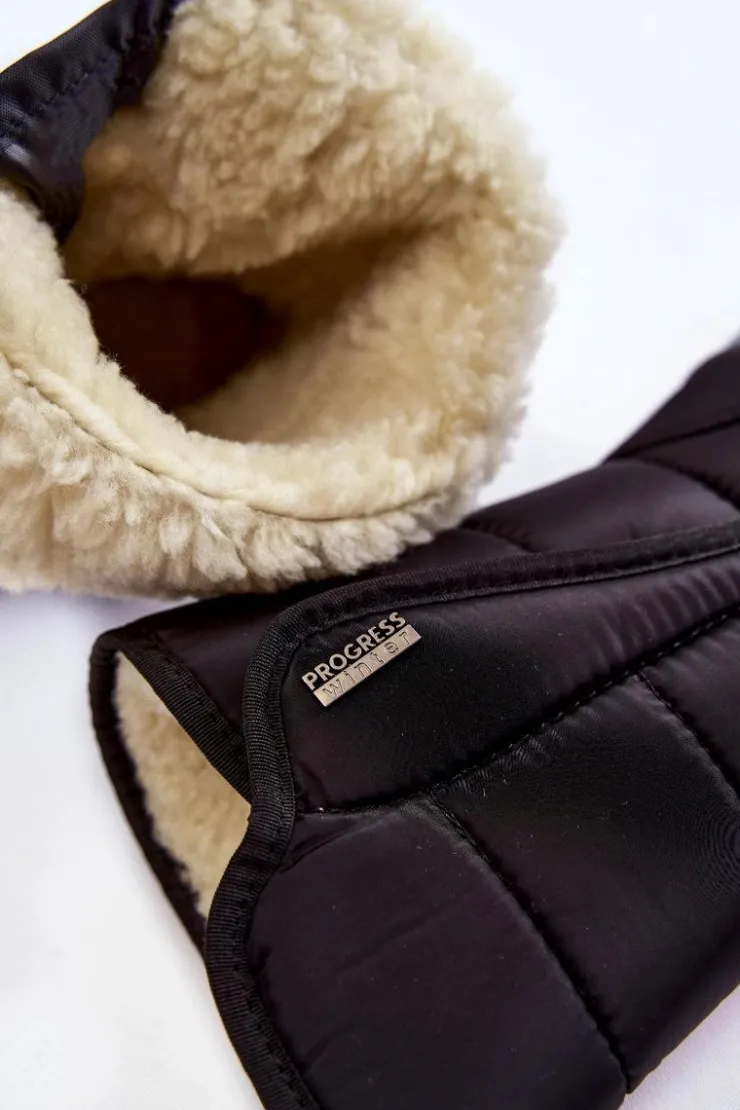 Boto Śniegowce Damskie|Botki Płaskie*Damskie Śniegowce Na Rzep Progress PROGJ-22-128 Czarne