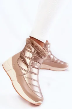 New Evento Damskie Śniegowce Na Suwak Złoto-Beżowe Senia