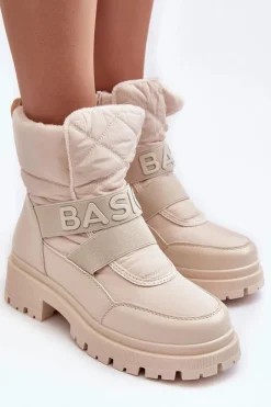 Damskie Boto Damskie Śniegowce Na Suwak Ocieplane Jasnobeżowe Zeva